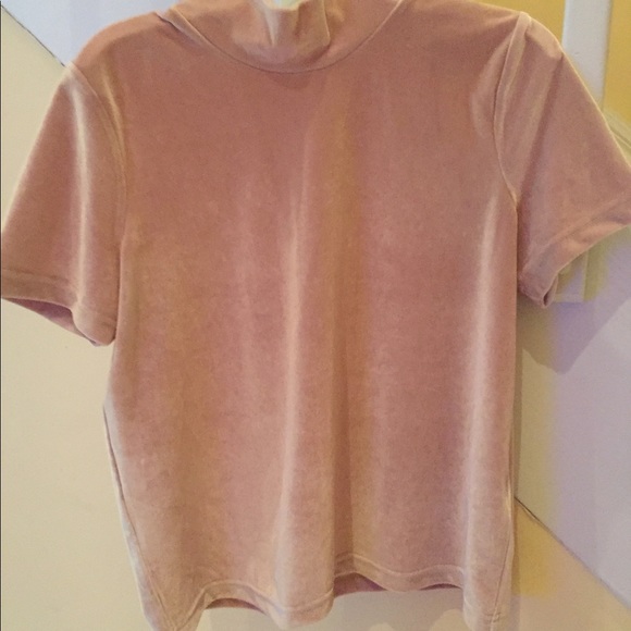 **SOLD**Madewell Mock Neck Velvet Beige Top - Picture 4 of 7